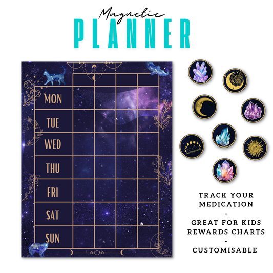 Celestial Magnetic Planner | Pill Tracker | Rewards Chart | Habit Tracker