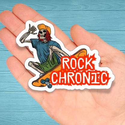Rock Chronic Skeleton Skater | Chronic Illness Disability Awareness Vinyl Water Resistant Sticker