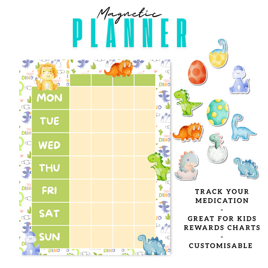 Dinosaur Magnetic Planner | Pill Tracker | Rewards Chart | Habit Tracker
