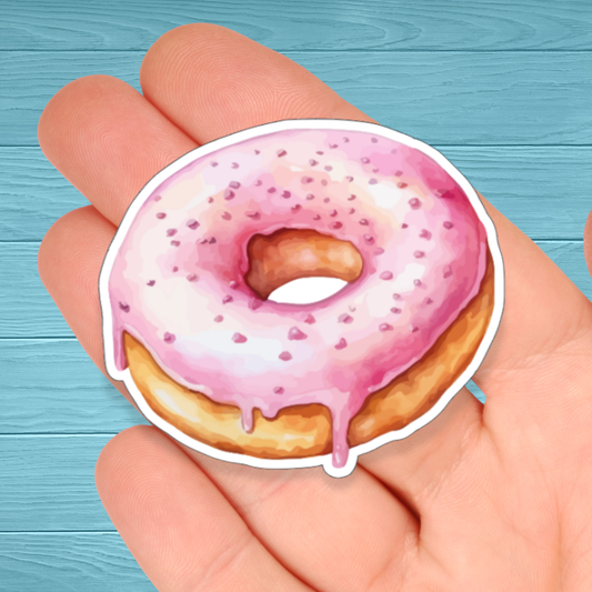 Pink Sprinkle Doughnut (Donut) |  Vinyl Water Resistant Sticker