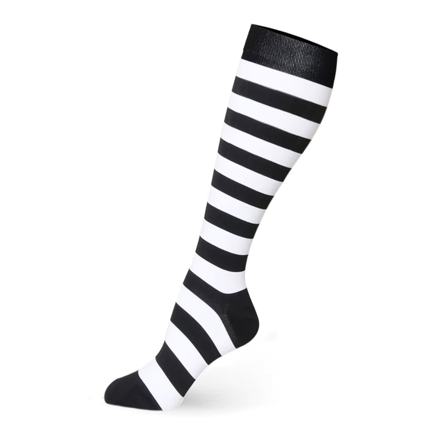 Emo Witch Black And White Stripe Compression Socks | Cute Fun Non Medical | Unisex