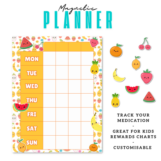 Fruit Magnetic Planner | Pill Tracker | Rewards Chart | Habit Tracker