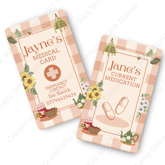 English Country Cottagecore | Medical And Medication Cards | List Your Medical Conditions And Medication And Never Forget Them