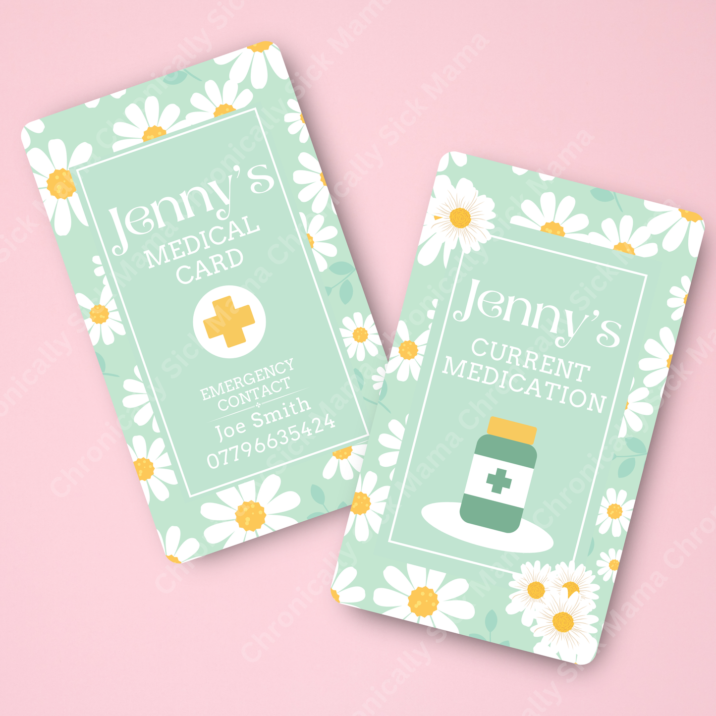 CUSTOMIZED Waterproof Medical Cards PAIR - Daisy Chain