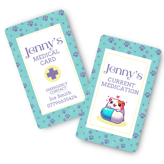 Paw Prints Design | Medical And Medication Cards | List Your Medical Conditions And Medication And Never Forget Them