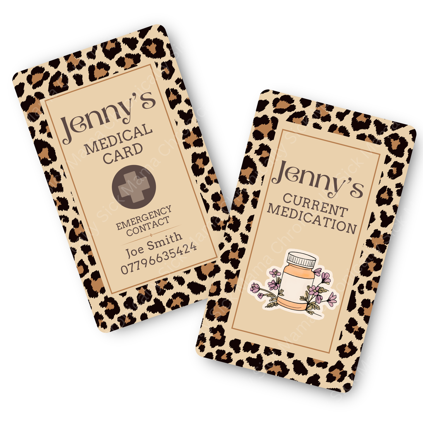 Leopard Print | Medical And Medication Cards | List Your Medical Conditions And Medication And Never Forget Them