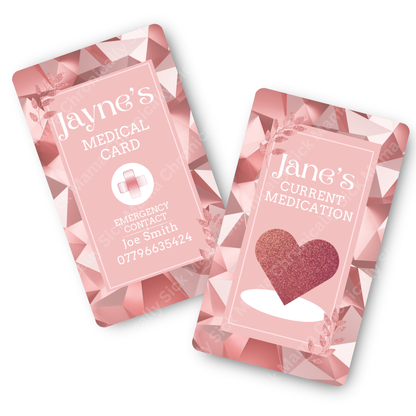 Rose Gold Design | Medical And Medication Cards | List Your Medical Conditions And Medication And Never Forget Them