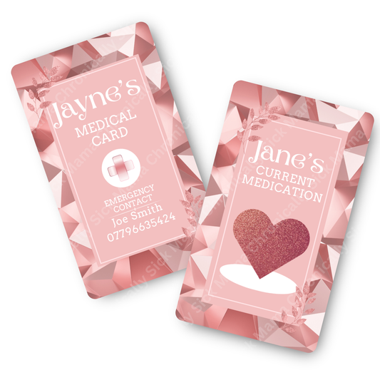 Rose Gold Design | Medical And Medication Cards | List Your Medical Conditions And Medication And Never Forget Them
