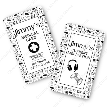 Gamer Design | Medical And Medication Cards | List Your Medical Conditions And Medication And Never Forget Them
