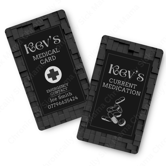 Black Block Geometric | Medical And Medication Cards | List Your Medical Conditions And Medication And Never Forget Them