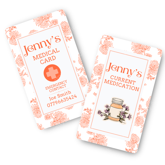 Orange And White | Medical And Medication Cards | List Your Medical Conditions And Medication And Never Forget Them
