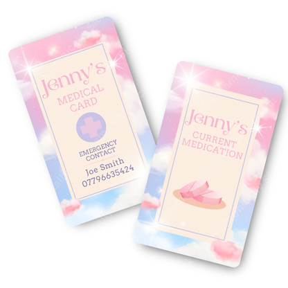 Stars And Clous Design | Medical And Medication Cards | List Your Medical Conditions And Medication And Never Forget Them