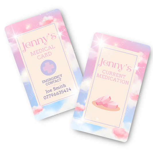 Stars And Clous Design | Medical And Medication Cards | List Your Medical Conditions And Medication And Never Forget Them