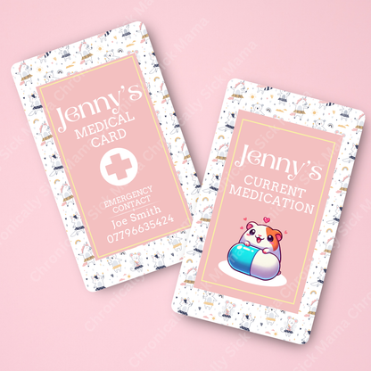 CUSTOMIZED Waterproof Medical Cards PAIR - TUTU BABY SPOONIES