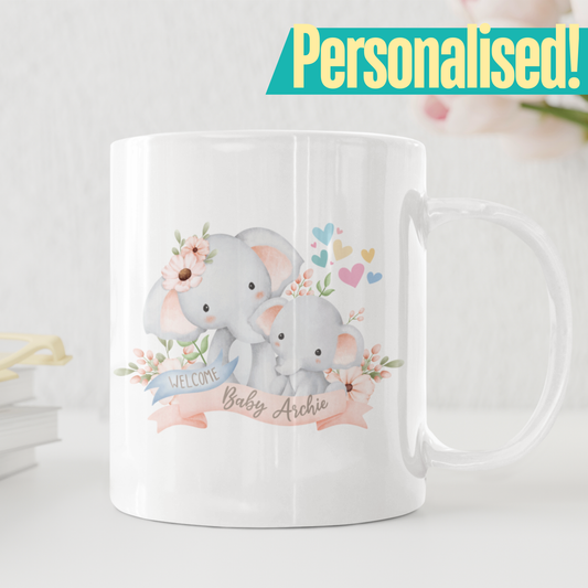 Custom Baby Name Elephant Mug