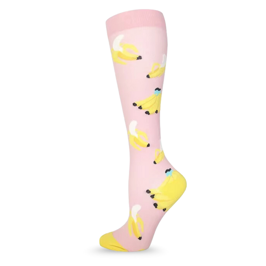 Pink Banana Compression Socks | Cute Fun Non Medical | Unisex