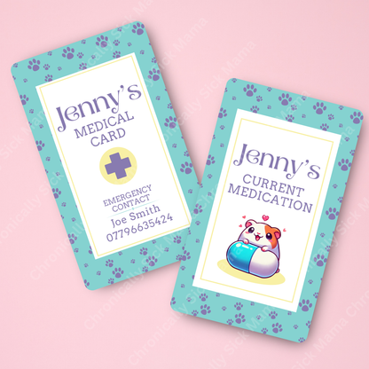 CUSTOMIZED Waterproof Medical Cards PAIR - Paddy Paws