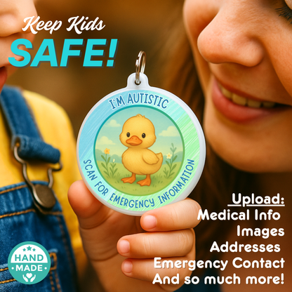 I'm Autistic Autism Awareness | Kids Autism Emergency Alert Tag | Emergency Alert Scannable NFC Keychain tag