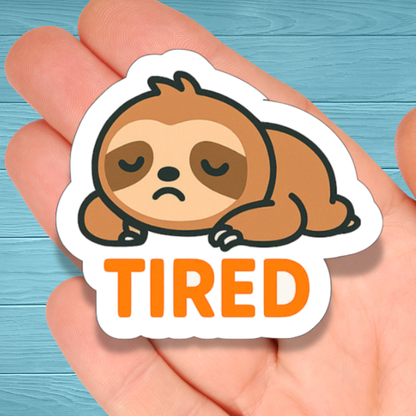 Tired Sloth Me CFS Awareness | Chronic Illness Disability Awareness Vinyl Water Resistant Sticker