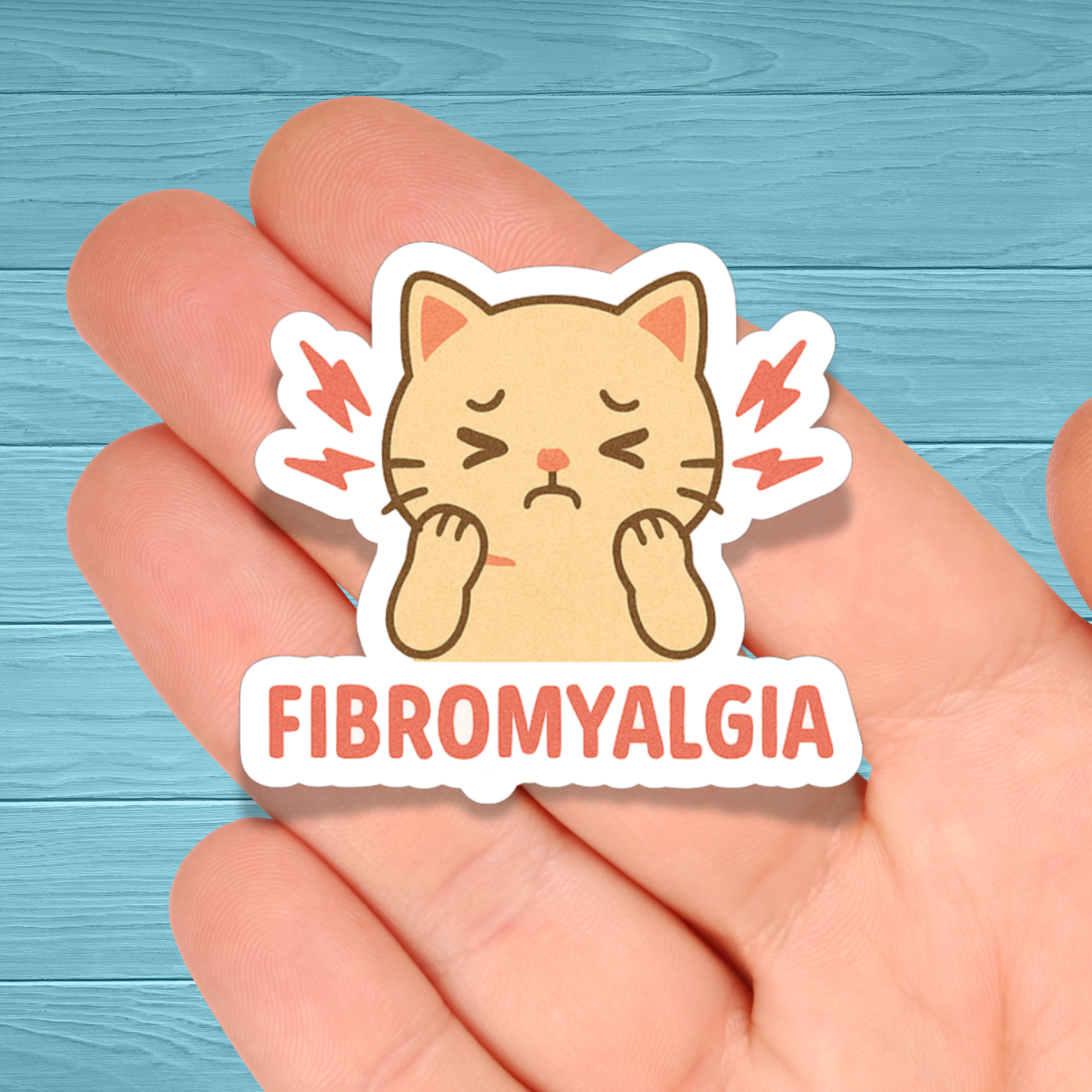 Fibromyalgia Pain Cat | Chronic Illness Disability Awareness Vinyl Water Resistant Sticker