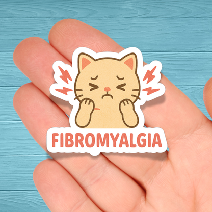 Fibromyalgia Pain Cat | Chronic Illness Disability Awareness Vinyl Water Resistant Sticker
