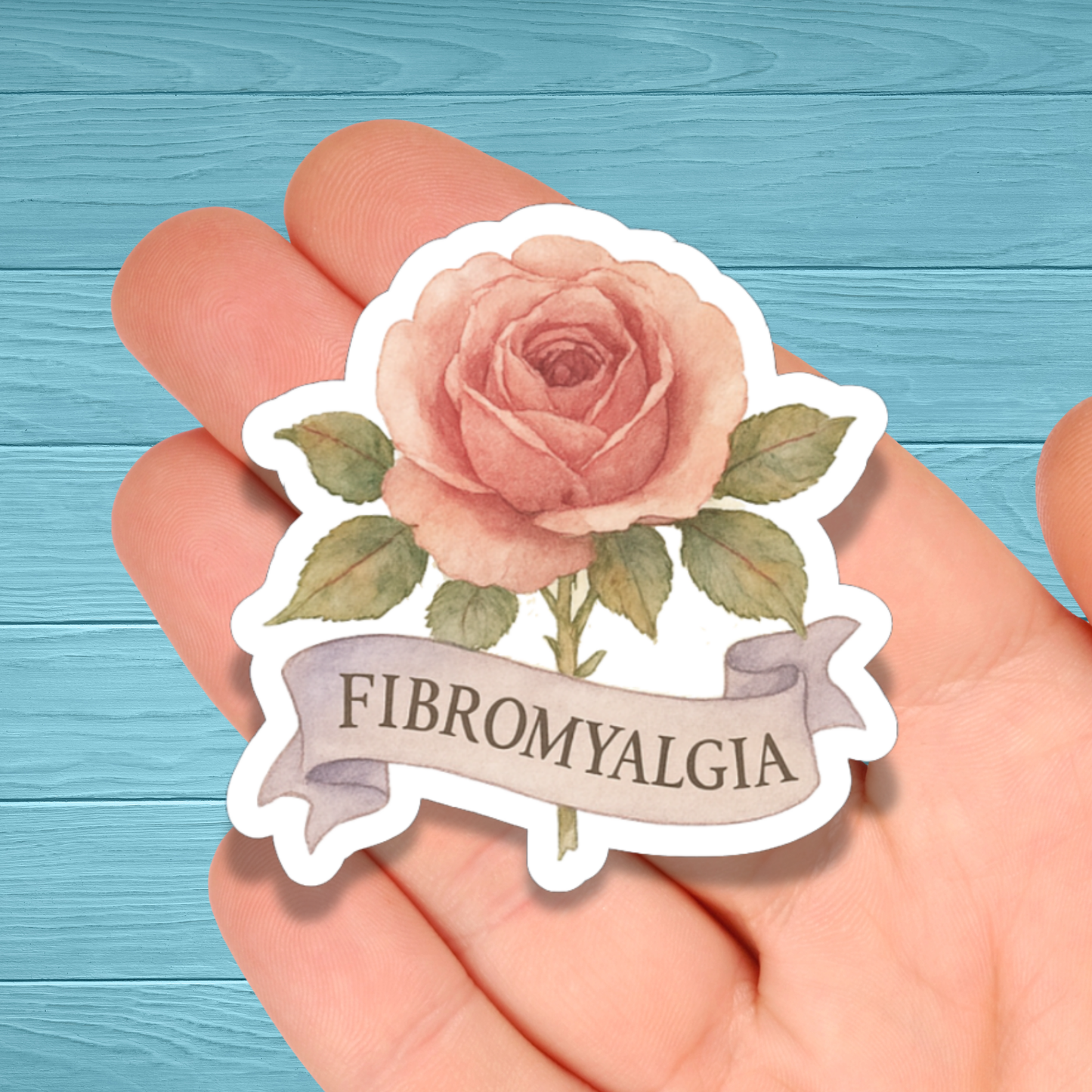 Fibromyalgia Rose | Chronic Illness Disability Awareness Vinyl Water Resistant Sticker