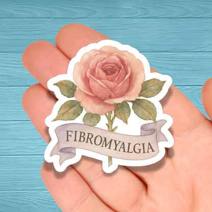 Fibromyalgia Rose | Chronic Illness Disability Awareness Vinyl Water Resistant Sticker