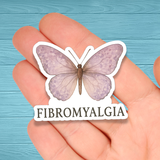 Fibromyalgia Delicate Butterfly Chronic Illness Disability Awareness Vinyl Water Resistant Sticker