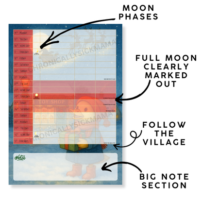 A Year in the Village – 2026 Lunar Calendar | Shop Front Family planner | Moon phase calendar