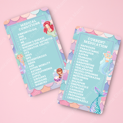 CUSTOMIZED Waterproof Medical Cards PAIR - Little Mermaid BABY SPOONIE