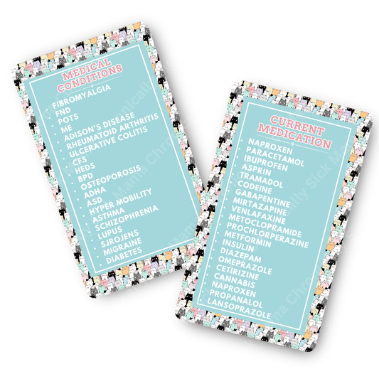 Cat Army Design | Medical And Medication Cards | List Your Medical Conditions And Medication And Never Forget Them