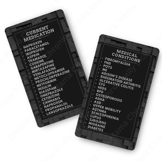 Black Block Geometric | Medical And Medication Cards | List Your Medical Conditions And Medication And Never Forget Them