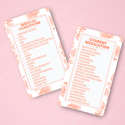 CUSTOMIZED Waterproof Medical Cards PAIR - Boho