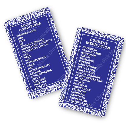 Santorini Blue Design | Medical And Medication Cards | List Your Medical Conditions And Medication And Never Forget Them