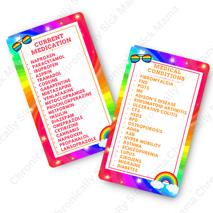Rainbow | Medical And Medication Cards | List Your Medical Conditions And Medication And Never Forget Them
