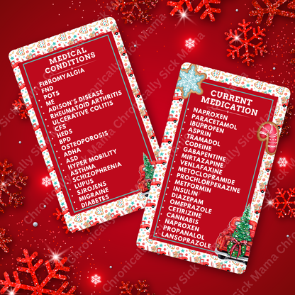 CUSTOMIZED Waterproof Medical Cards PAIR - Lil Red Truck Haulin' a Christmas Tree