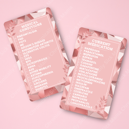 CUSTOMIZED Waterproof Medical Cards PAIR - Rose Gold