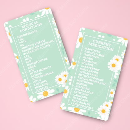 CUSTOMIZED Waterproof Medical Cards PAIR - Daisy Chain