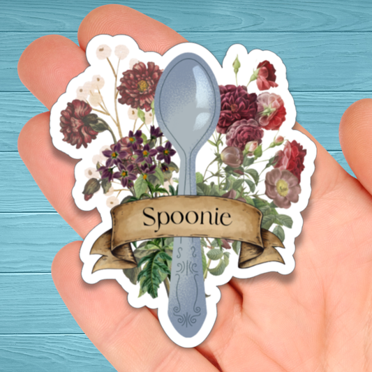 Spoonie Floral Chronic Illness Disability Awareness Vinyl Water Resistant Sticker