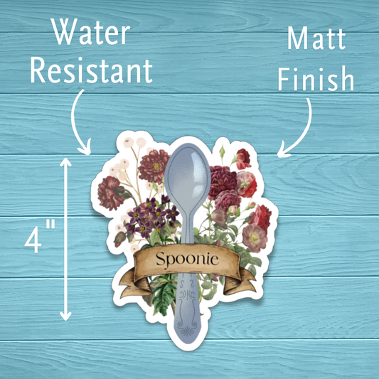 Spoonie Floral Chronic Illness Disability Awareness Vinyl Water Resistant Sticker