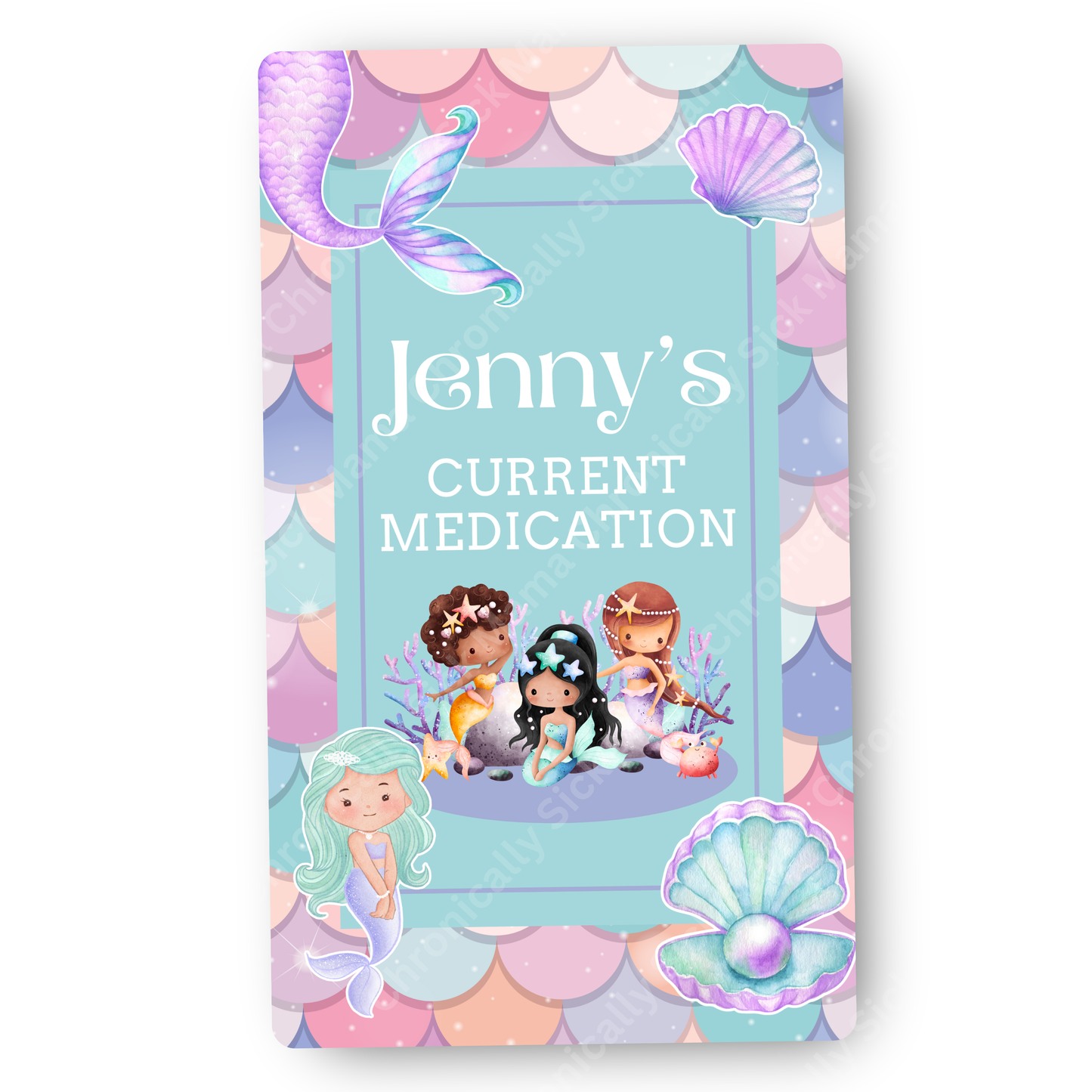 Kids Mermaid Princess Design | Medical And Medication Cards | List Your Medical Conditions And Medication And Never Forget Them