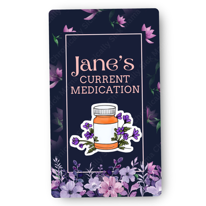 Purple Floral | Medical And Medication Cards | List Your Medical Conditions And Medication And Never Forget Them