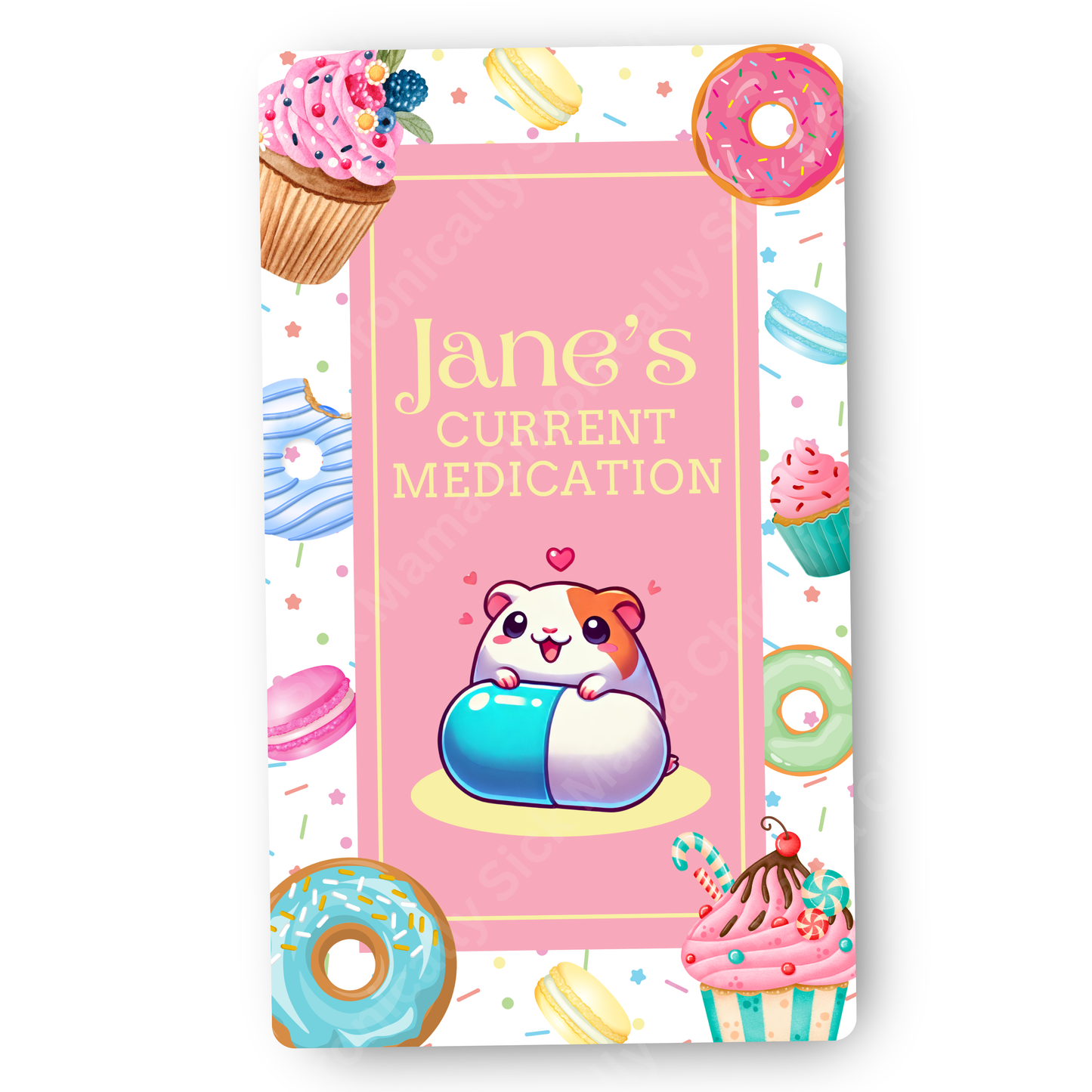 Sweet Treats Cake Design | Medical And Medication Cards | List Your Medical Conditions And Medication And Never Forget Them