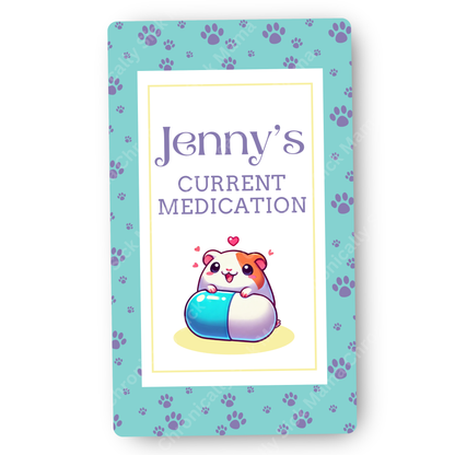 Paw Prints Design | Medical And Medication Cards | List Your Medical Conditions And Medication And Never Forget Them