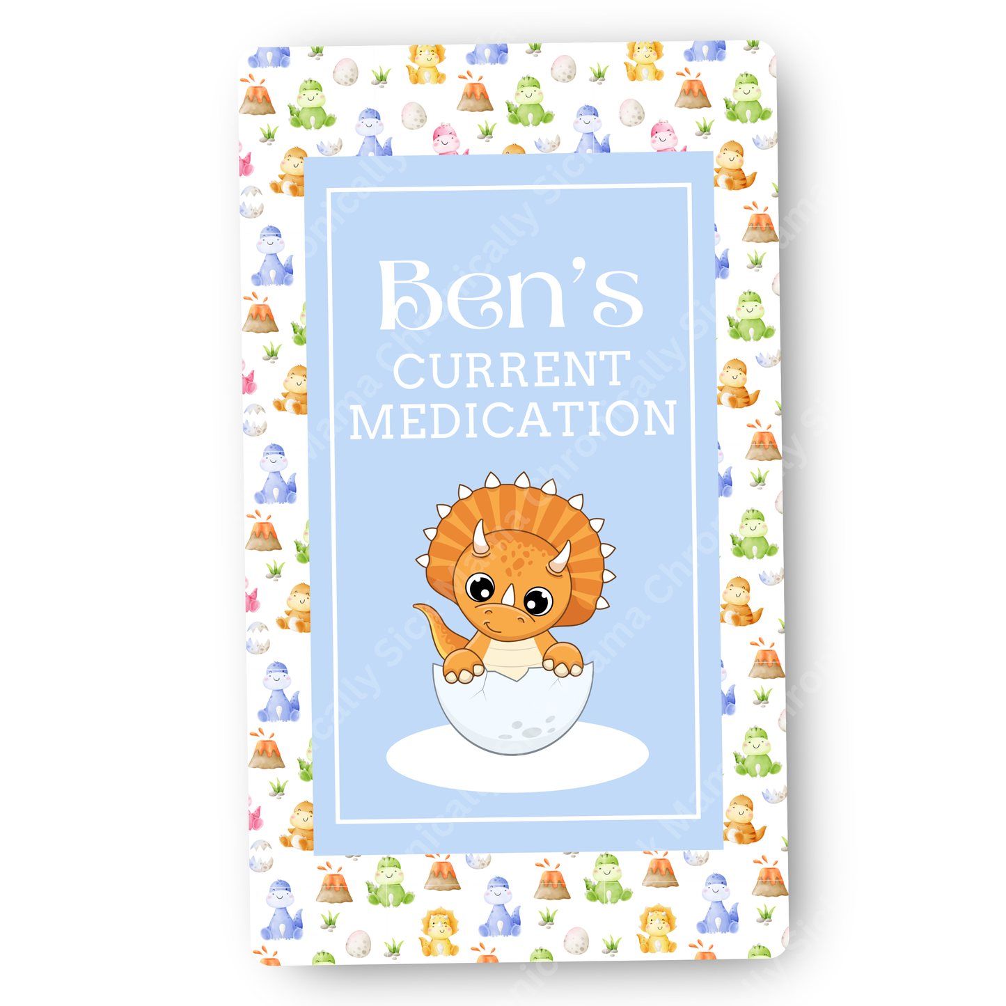 Kids Dinosaur Design | Medical And Medication Cards | List Your Medical Conditions And Medication And Never Forget Them