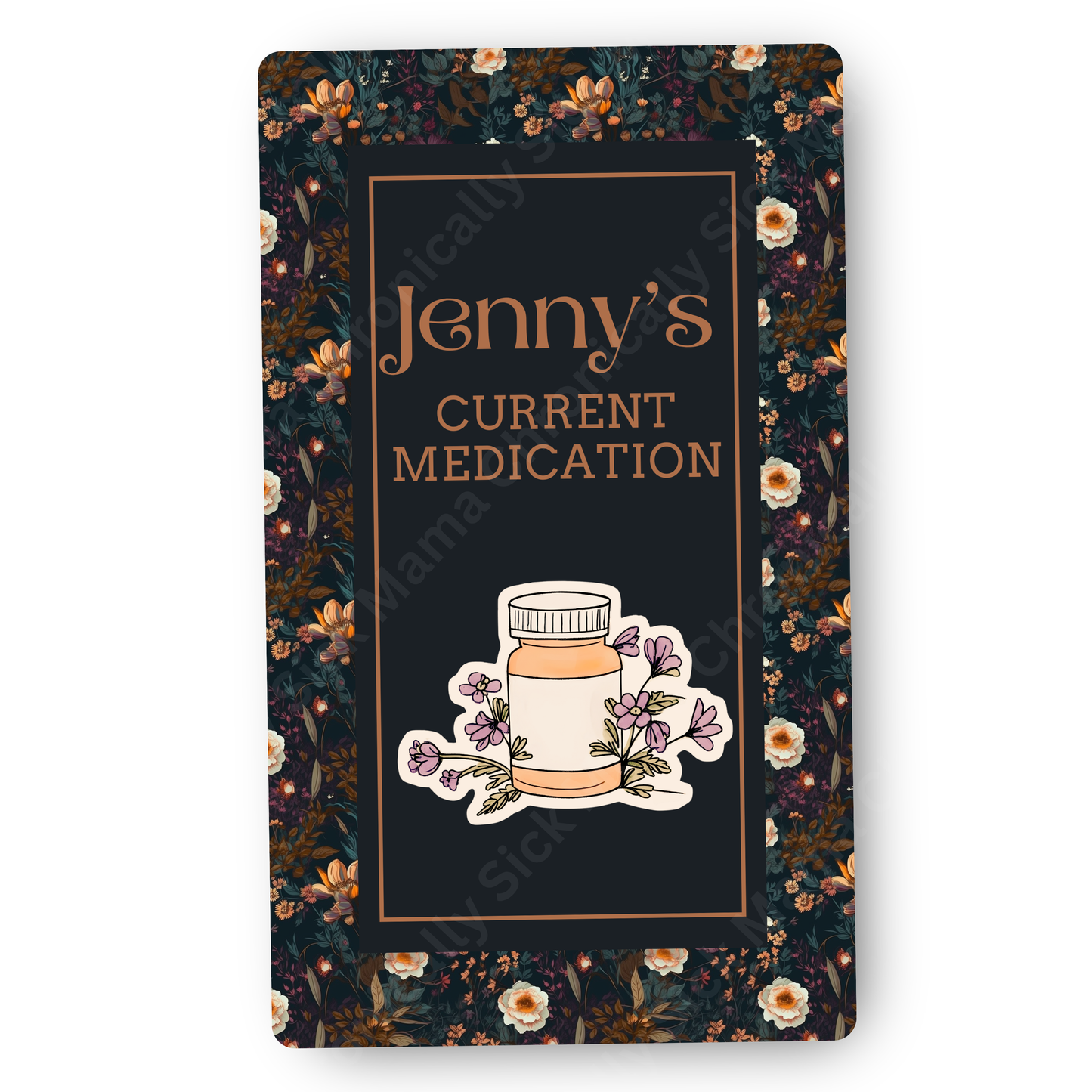 Autumnal Fall Orange And Black Floral | Medical And Medication Cards | List Your Medical Conditions And Medication And Never Forget Them