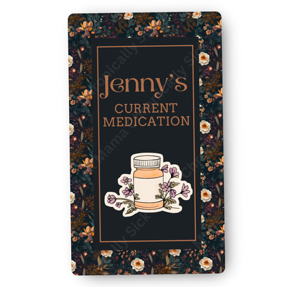 Autumnal Fall Orange And Black Floral | Medical And Medication Cards | List Your Medical Conditions And Medication And Never Forget Them