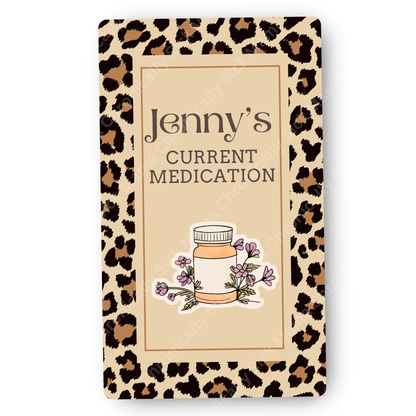 Leopard Print | Medical And Medication Cards | List Your Medical Conditions And Medication And Never Forget Them