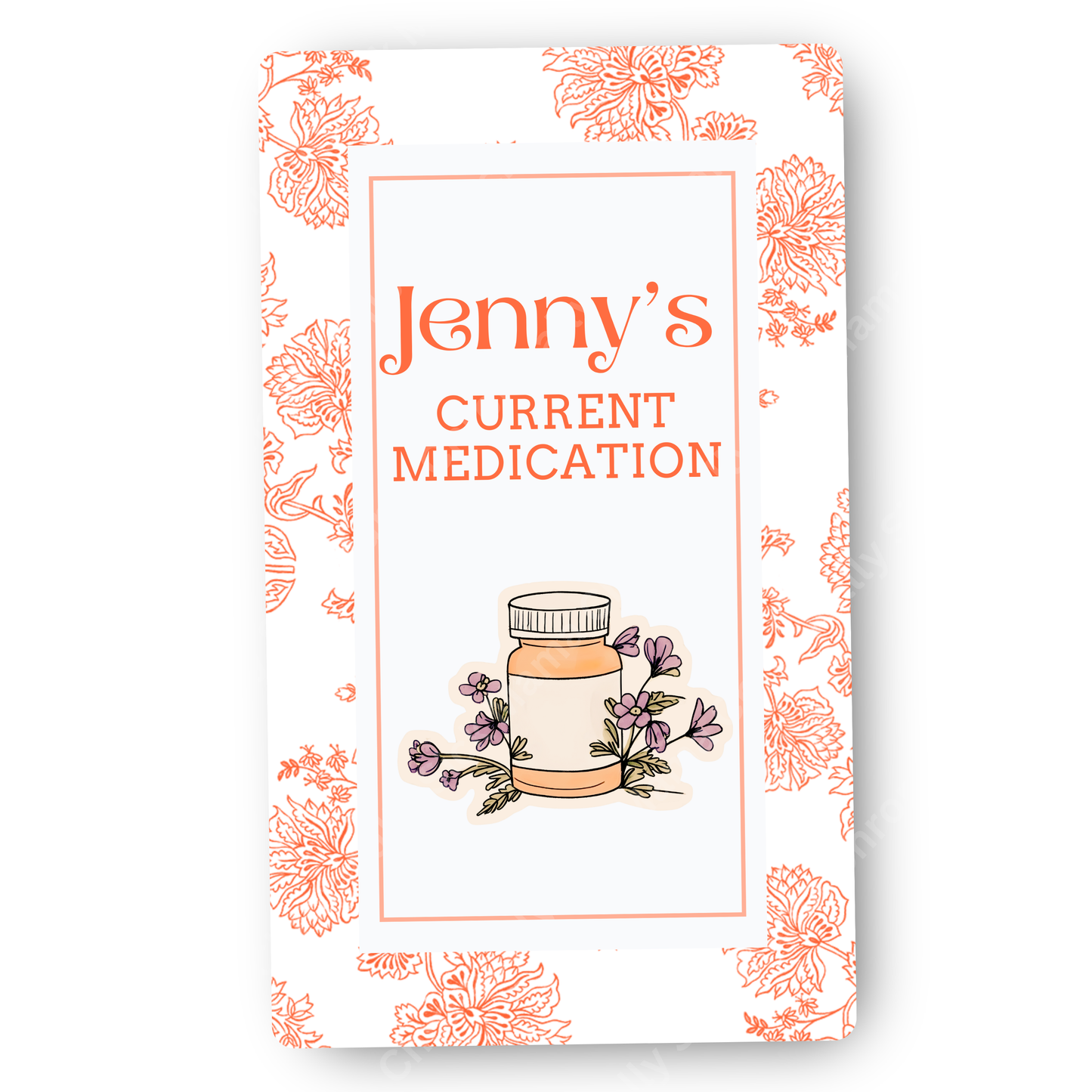 Orange And White | Medical And Medication Cards | List Your Medical Conditions And Medication And Never Forget Them