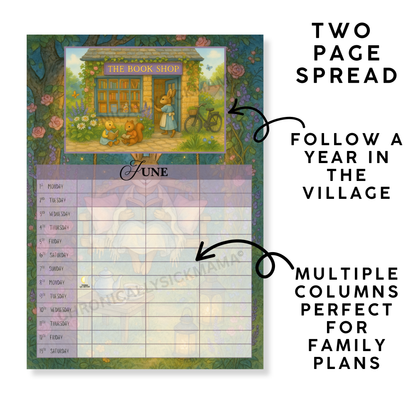 A Year in the Village – 2026 Lunar Calendar | Shop Front Family planner | Moon phase calendar